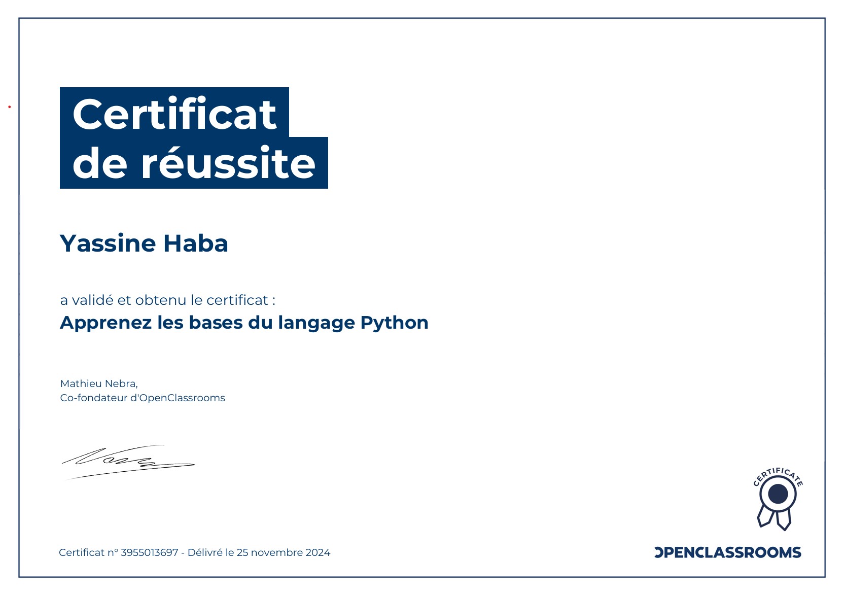 Certification Python