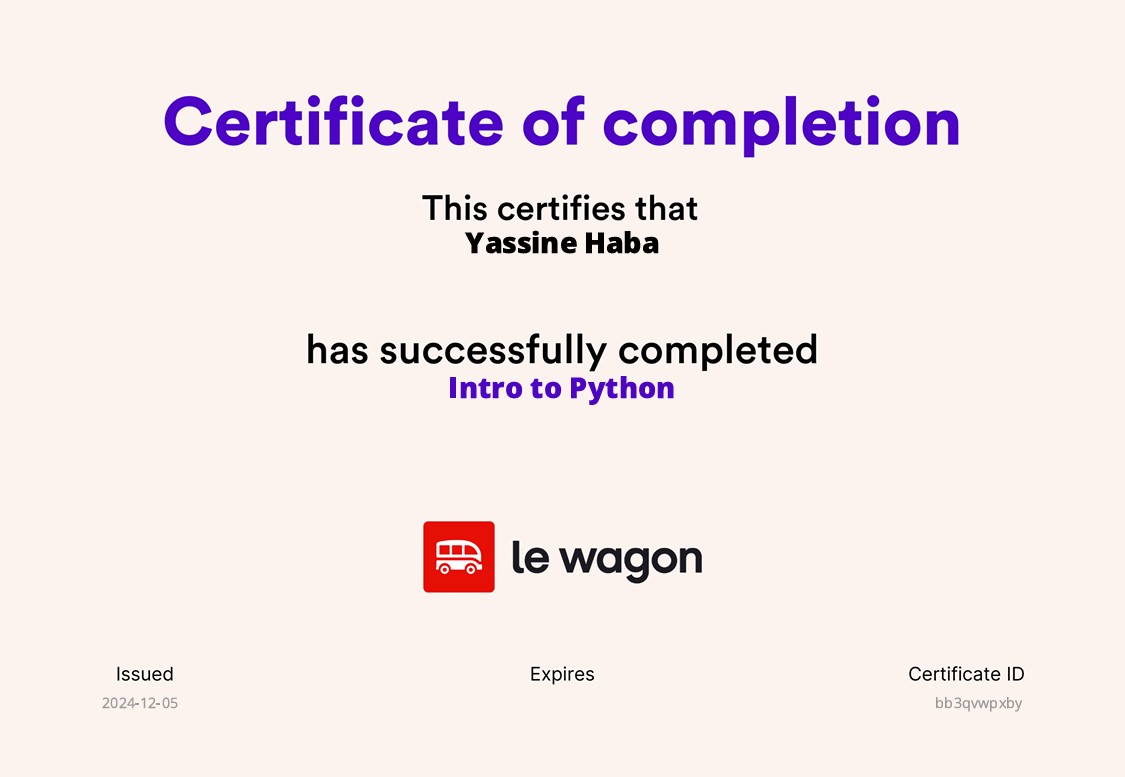 Certification Machine Learning