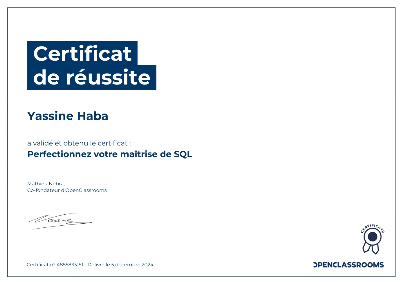 Certification Data Science